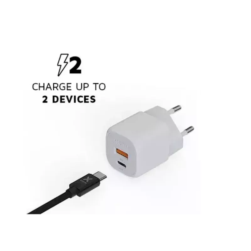 Xtorm 20W GaN² Ultra seinaker — 20 W, USB-C, sisetingimustesse, valge