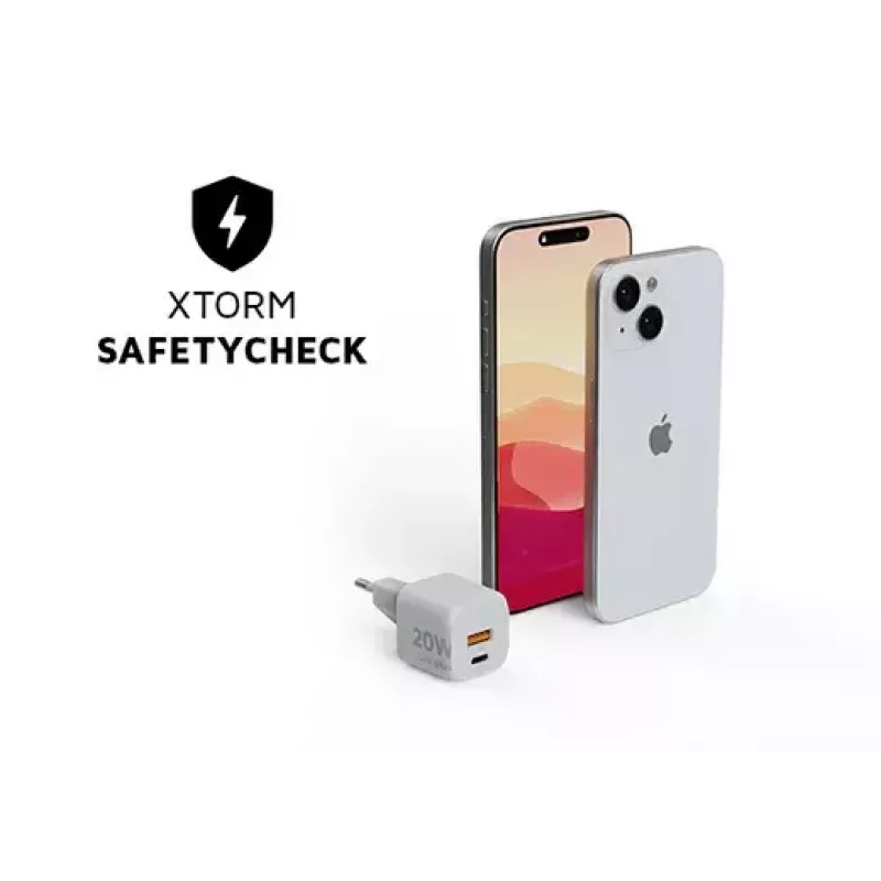Xtorm 20W GaN² Ultra seinaker — 20 W, USB-C, sisetingimustesse, valge