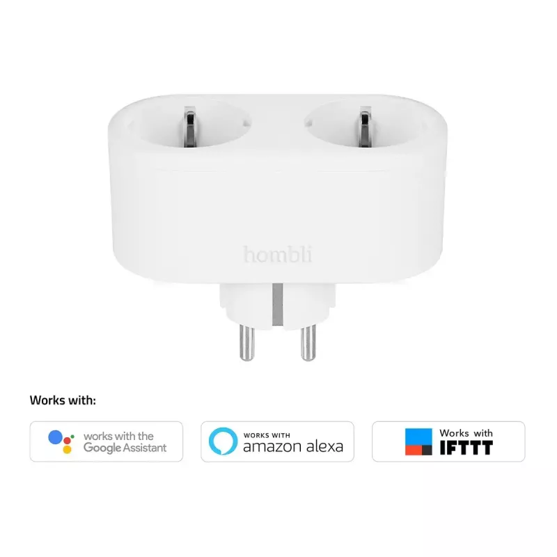 Smart plug Avanca International BV Hombli Smart Socket Duo EU — Wi‑Fi, 220–250 V, 50–60 Hz, 3540 W, siseruumidesse, valge
