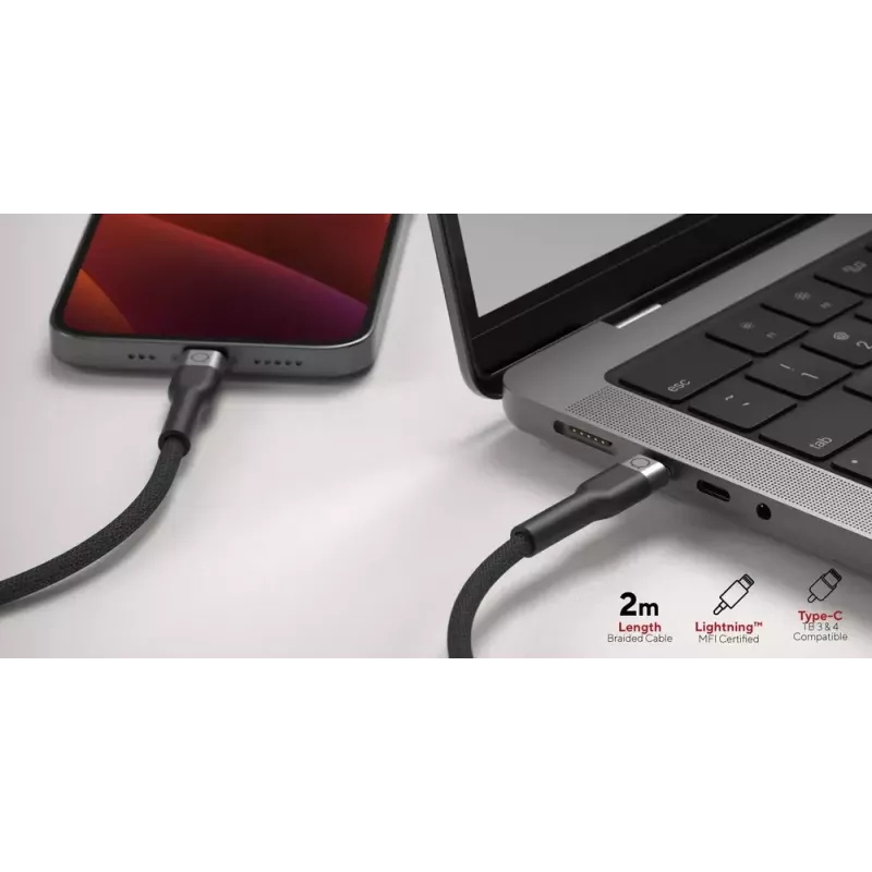 USB-C–Lightning-kaabel LINQ byELEMENTS 2 m MFi sertifikaadiga Must