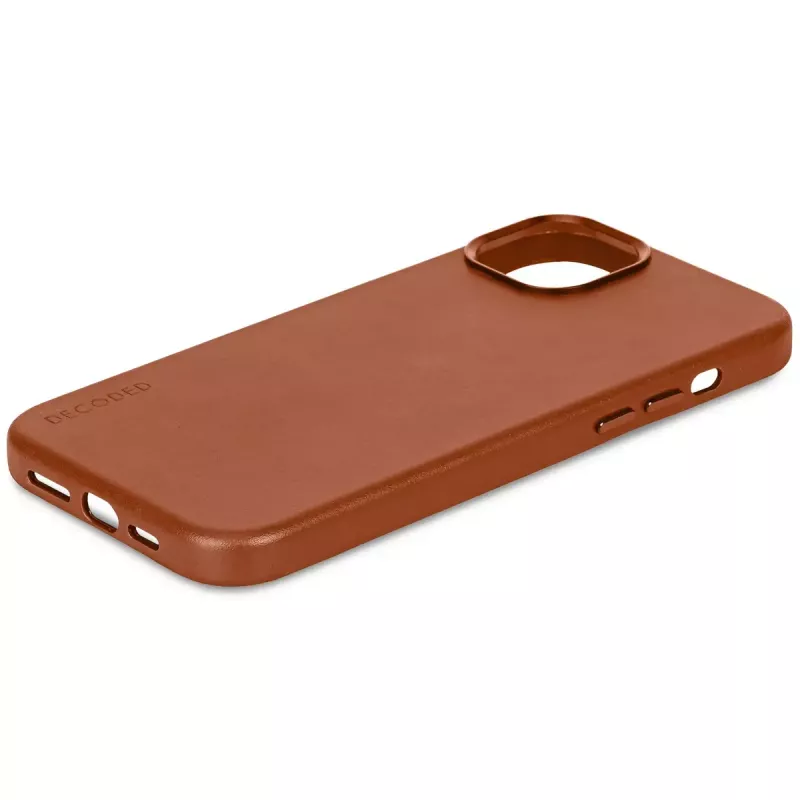DECODED Nahast Tagakaas iPhone 15 Plus jaoks Pruun