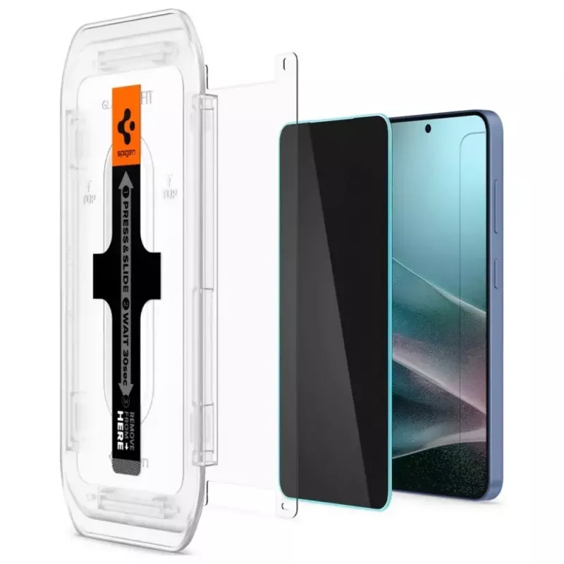 Karastatud privaatsusklaasist ekraanikaitse Spigen Glas.TR EZ FIT HD Samsung Galaxy S24/S25 jaoks — 2 tk