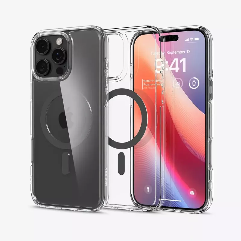 Spigen Ultra Hybrid (MagFit) mobiiltelefoni ümbris 17,5 cm Grafiit Läbipaistev