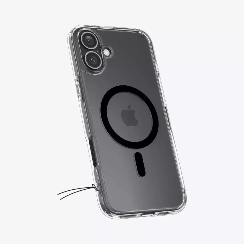 Spigen Ultra Hybrid (MagFit) mobiiltelefoni ümbris Kate Must Läbipaistev iPhone 16 Plus jaoks
