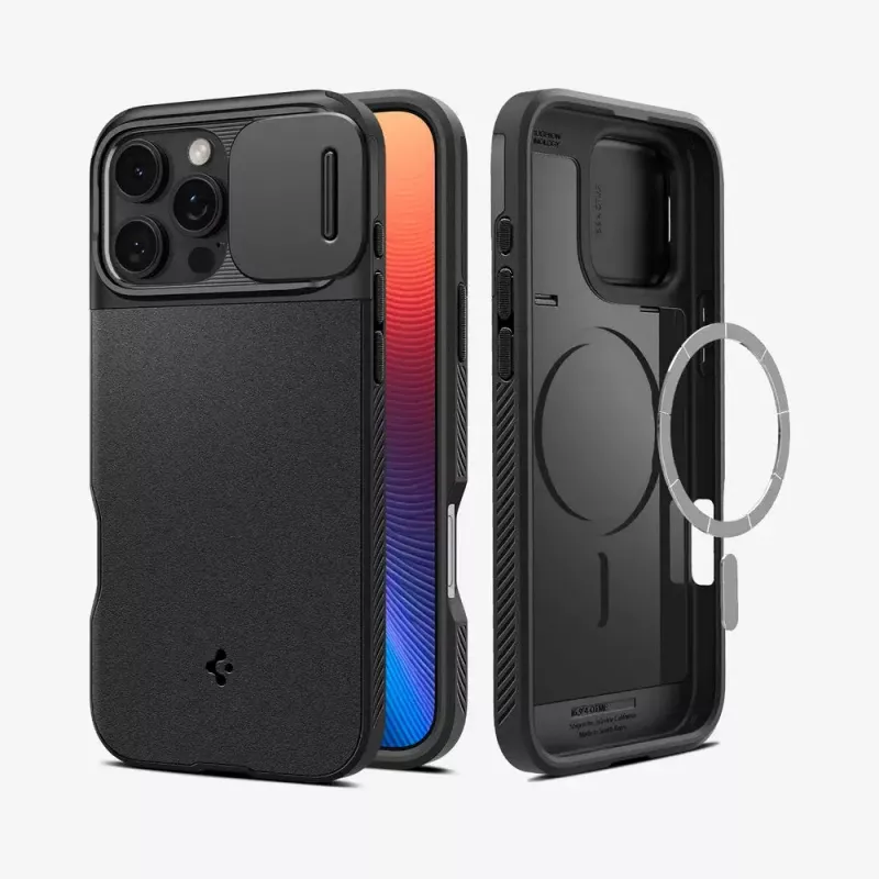 Spigen Optik Armor mobiiltelefoni ümbris Must iPhone 16 Pro jaoks