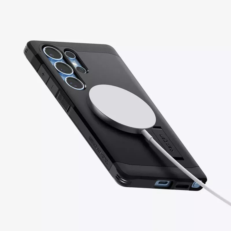 Spigen Galaxy S25 Ultra Tough Armor AI must töölaua tugijalg