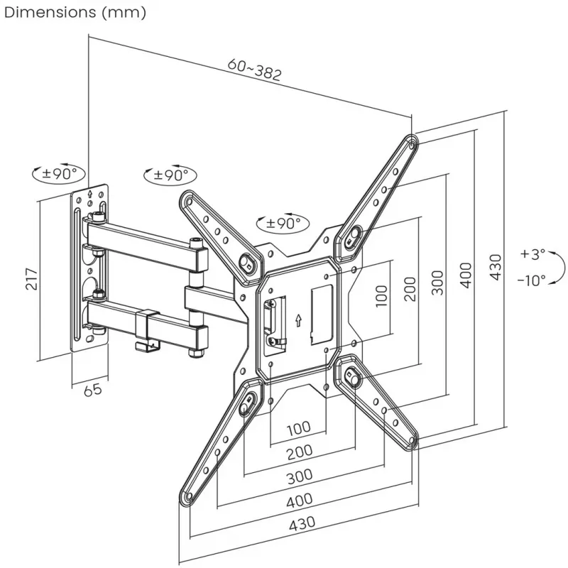 Maclean TV või monitori kinnitus, universaalne, max VESA 400x400, 23-55, 30kg, must, MC-701N