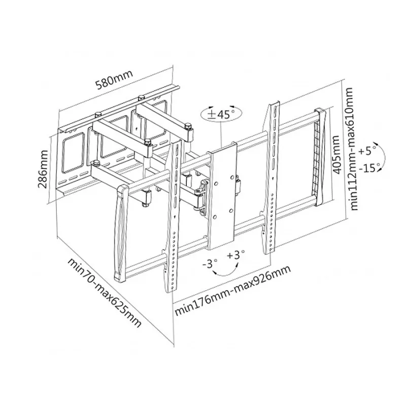 Maclean MC-679 seinale kinnitatav LED-/PLASMA-/LCD-telerikinnitus – max 80 kg
