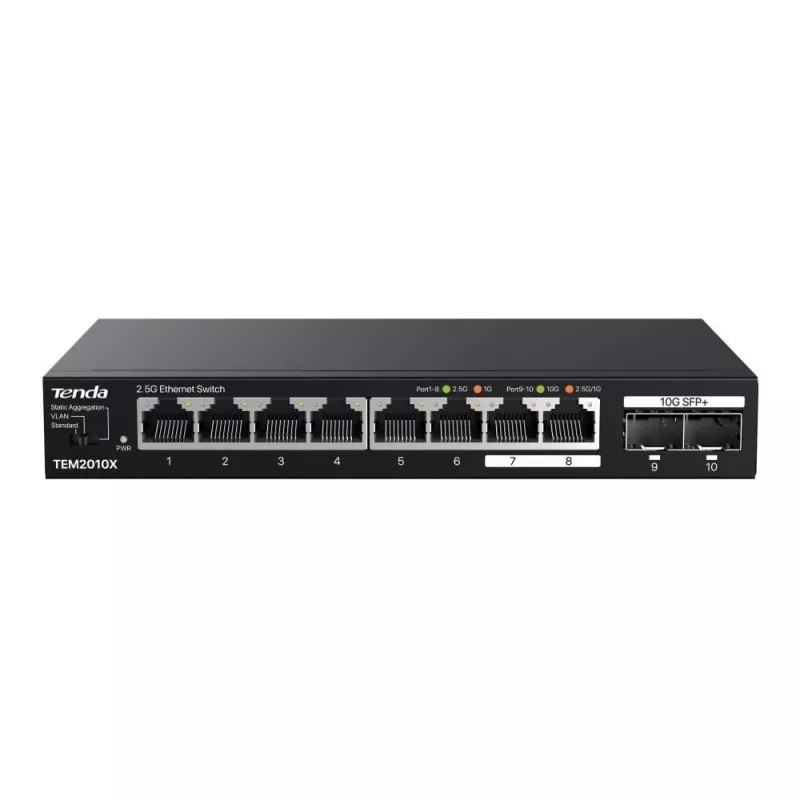 Tenda TEM2010X võrgukommutaator 2.5G Ethernet (100/1000/2500) Lauaarvuti Must