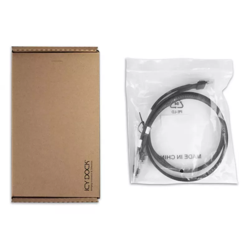 ICY DOCK - SlimSAS 8i SFF-8654 kuni 2x SlimSAS 4i SFF-8654 kaabel - 0,5 m
