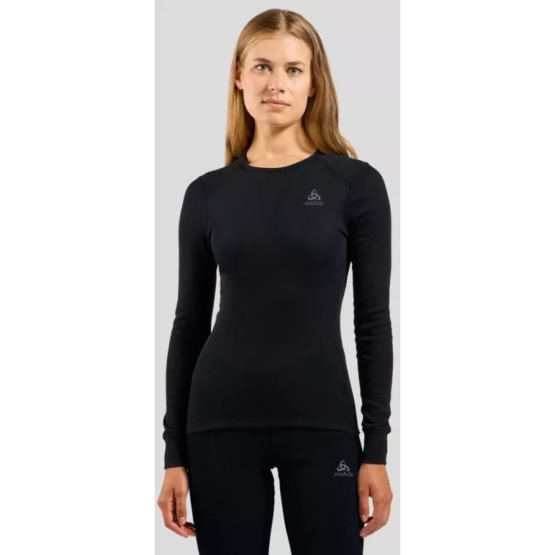 Odlo BL TOP ümara kaelusega pikkade varrukatega ACTIVE WARM ECO naiste T-särk, suurus S, must