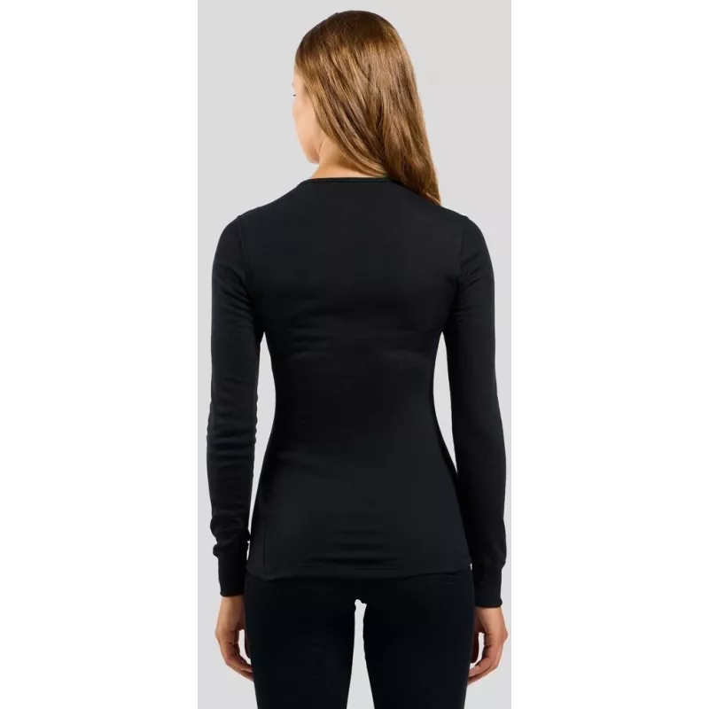 Odlo BL TOP ümara kaelusega pikkade varrukatega ACTIVE WARM ECO naiste T-särk, suurus S, must