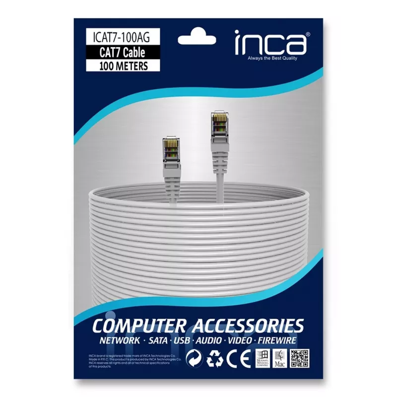 INCA Etherneti kaabel ICAT7-100AG S/FTP1 23 AWG CAT7 kaabel - Kaabel - CAT 7 kaabel/RJ45 pistik