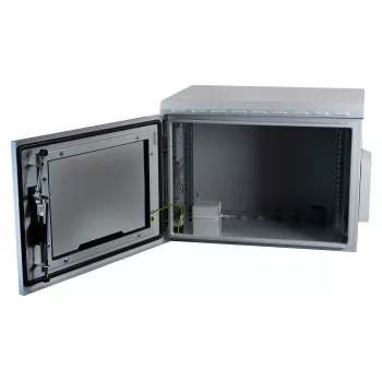 19-tolline seinale paigaldatav IP55-korpus EFB Elektronik 7U klaasuksega sügavus 450 mm, terasest keevitatud, IP55, koormus 100 kg