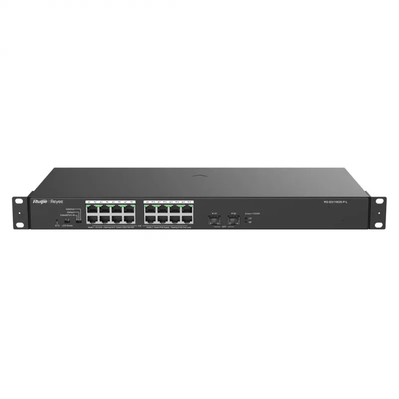 Reyee 16-pordine 1000Mbps + 2 Gigabit SFP porti, 16 porti toetavad PoE/PoE+ toidet - Kommutaator - 1 Gbps