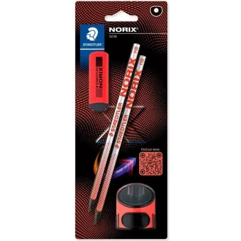 Puidust grafiitpliiatsid Staedtler Noris HB kustutuskummiga — hõbedane korall, komplektis 2 tk