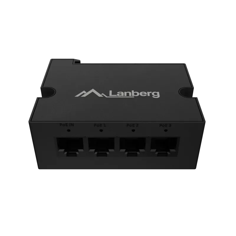 Lüliti Lanberg DIN-FE4-AT-30W 1XIN 3X Out 100MB POE Extender Fast Ethernet Din Rail AT 30W