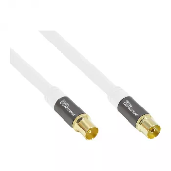 Antennikaabel SmartFLEX, IEC/koaksiaal-pistik ja -pesa, kullatud, neljakordne varjestus, varjestusaste 120 dB, valge, 1,5 m, Good Connections® (GC-M2042)