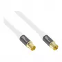 Antennikaabel SmartFLEX, IEC/koaksiaal-pistik ja -pesa, kullatud, neljakordne varjestus, varjestusaste 120 dB, valge, 1,5 m, Good Connections® (GC-M2042)