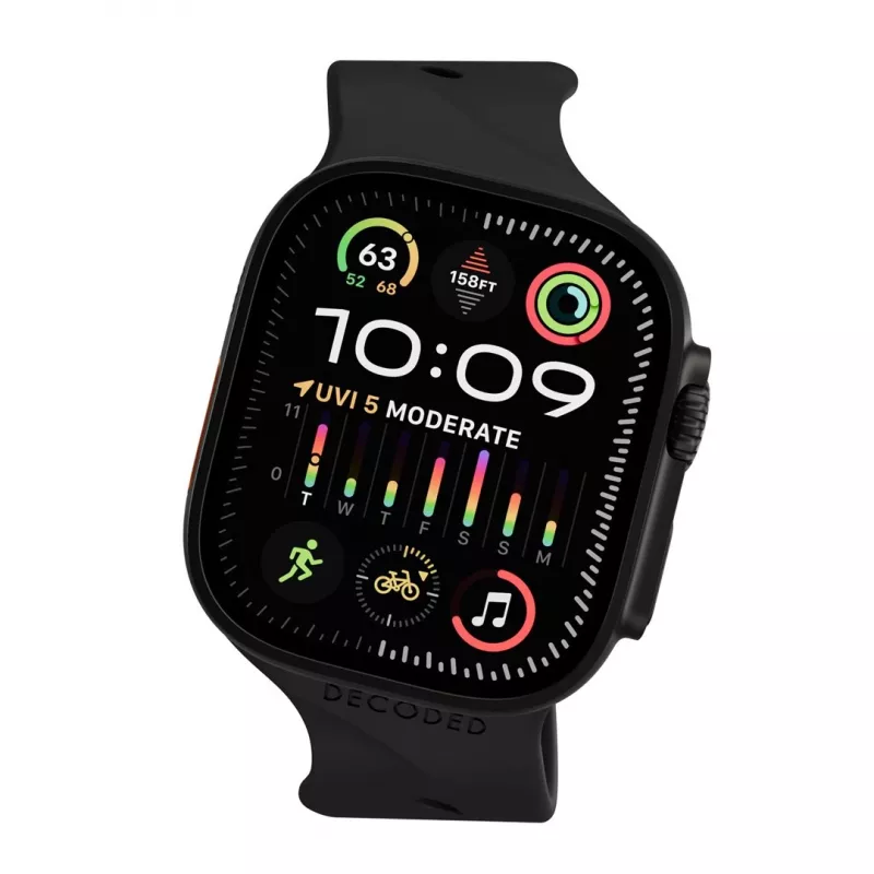 Decoded Silicone Ares Splice Band - silikoonrihm Apple Watch 44/46/49 mm jaoks (must)
