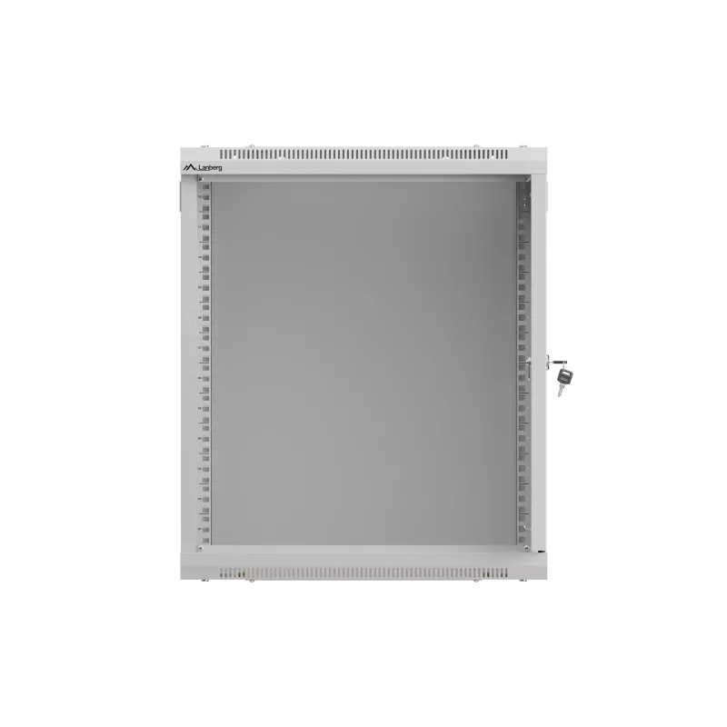 Seinale paigaldatav 19-tolline 12U 540x350 hall klaasuksega riiulikapp (lamepakend)