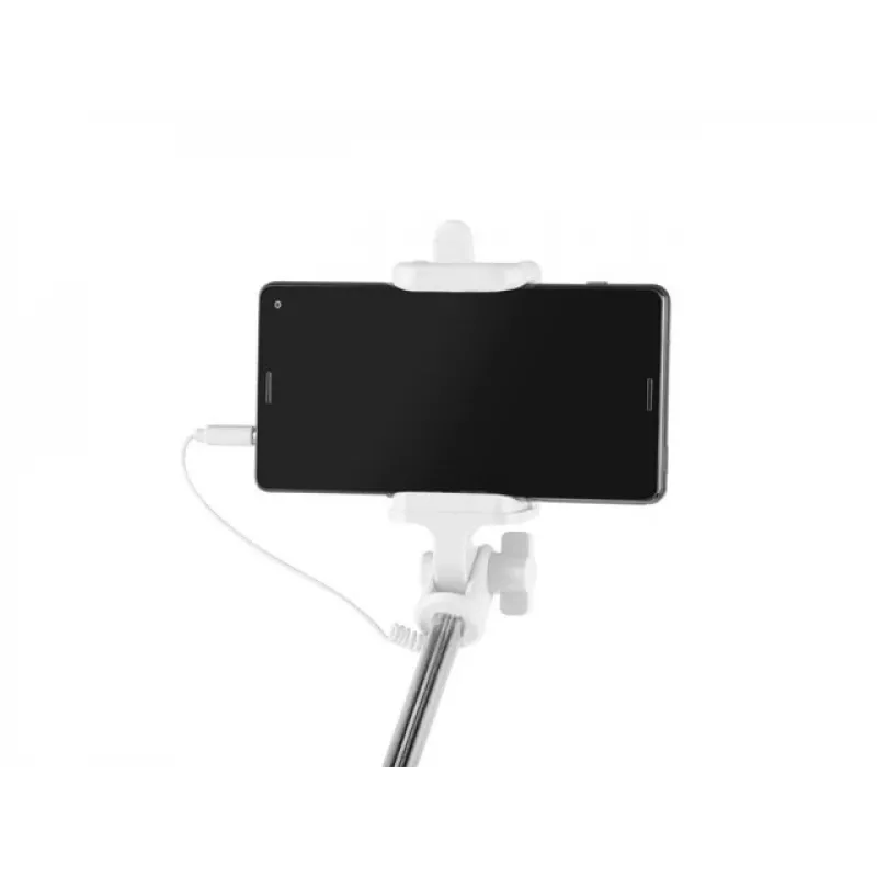 Selfie stick Monopod wired Valge