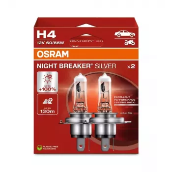 OSRAM NIGHT BREAKER SILVER H4 12 V 60/55 W, 2 tk