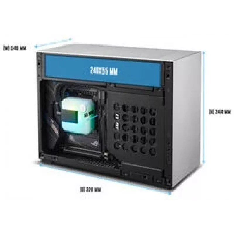 Lian Li x DAN Cases A4-H2O PC-korpus, minikorpus, Mini-ITX, PCIe 5.0 tõstuk - Hõbedane