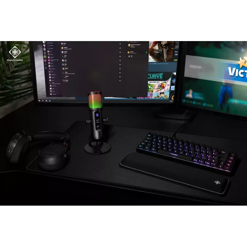 Deltaco Gaming RGB voogedastusmikrofon must