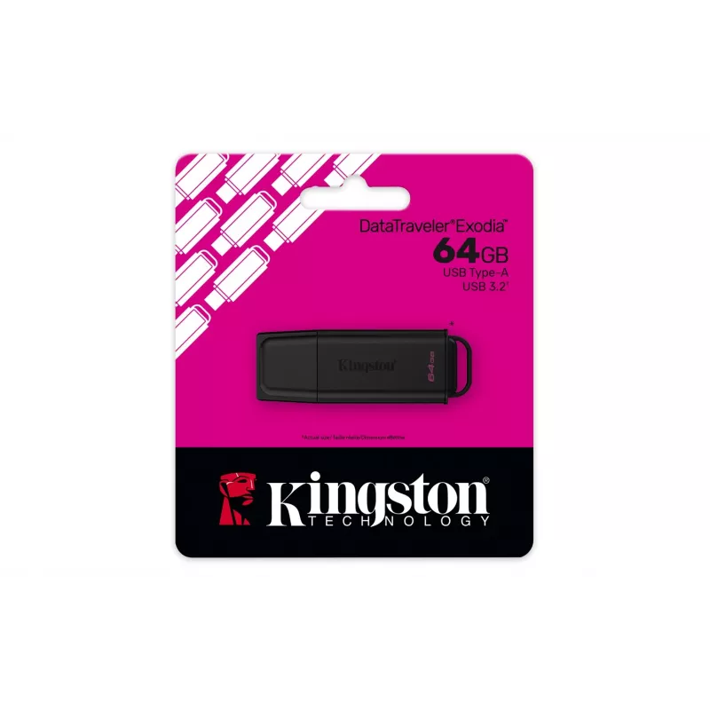 Kingston Technology DataTraveler 64GB kaasaskantav USB 3.2 Gen 1 Exodia must