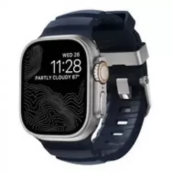 NOMAD Rocky Point Band - rihm Apple Watch 46mm/49mm FKM ja titaaniga (atlandi, naturaalne riistvara)