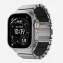 NOMAD Stratos Band - titaanist käepael Apple Watchile 49mm FKM-iga (looduslik titaan, must FKM)