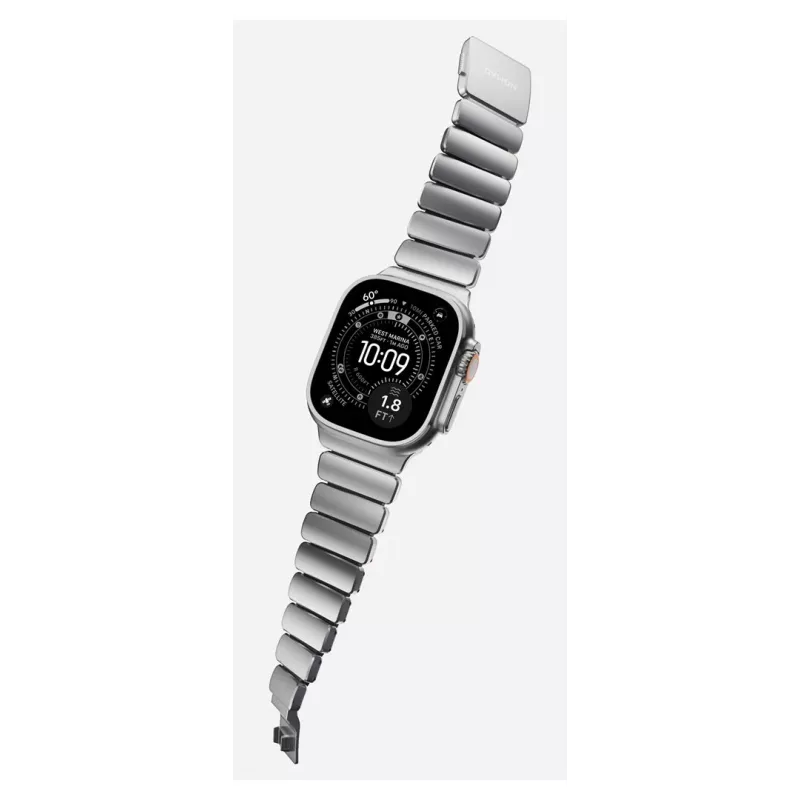 NOMAD Stratos Band - titaanist käepael Apple Watchile 49mm FKM-iga (looduslik titaan, must FKM)