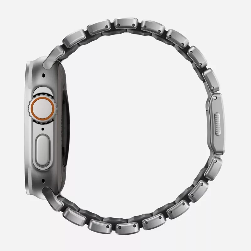 NOMAD Stratos Band - titaanist käepael Apple Watchile 49mm FKM-iga (looduslik titaan, must FKM)