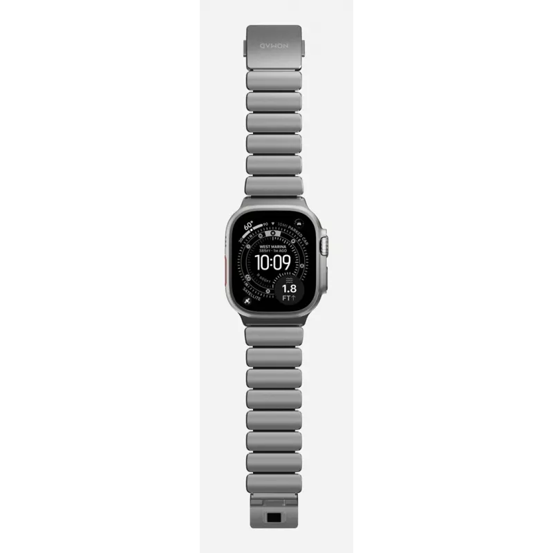 NOMAD Stratos Band - titaanist käepael Apple Watchile 49mm FKM-iga (looduslik titaan, must FKM)