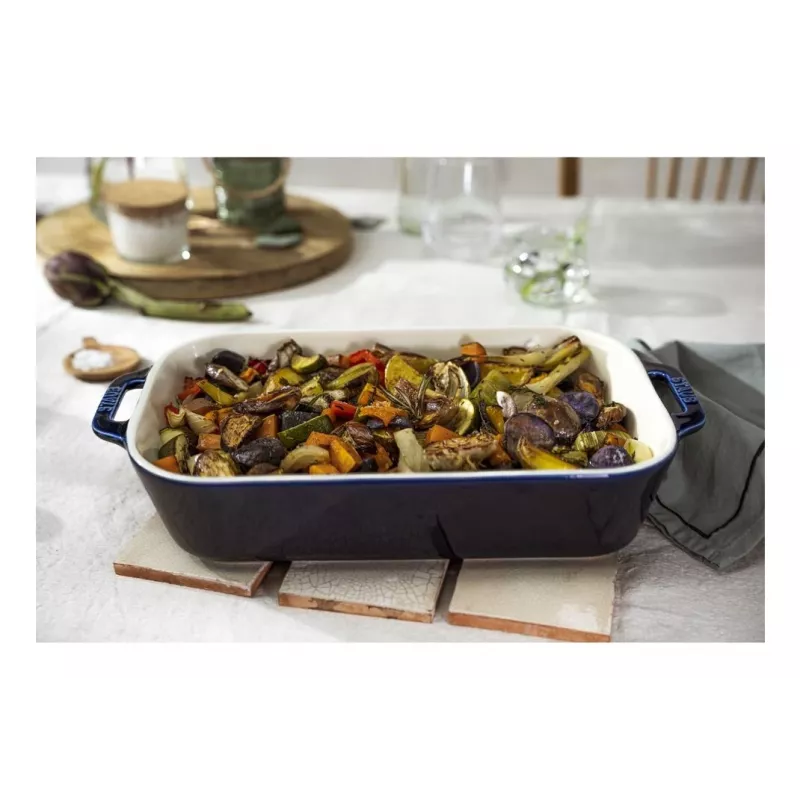 Staub ristkülikukujuline keraamiline vorm, tumesinine, 34x24x7,6
