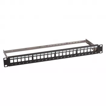 1U 19-tolline patch-paneel EFB Elektronik Verteilerfeld 48,3 cm, 24 pordiga koos 24x RJ45 Keystone Slimline Cat.6A