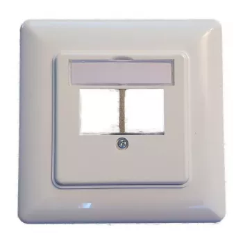 EFB Elektronik 2-pordiline Keystone raamikomplekt ET-25091 — sirge DIN49075 pesa, RAL9003 valge, 80×80 mm raam 50×50 mm keskplaadiga