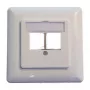 EFB Elektronik 2-pordiline Keystone raamikomplekt ET-25091 — sirge DIN49075 pesa, RAL9003 valge, 80×80 mm raam 50×50 mm keskplaadiga