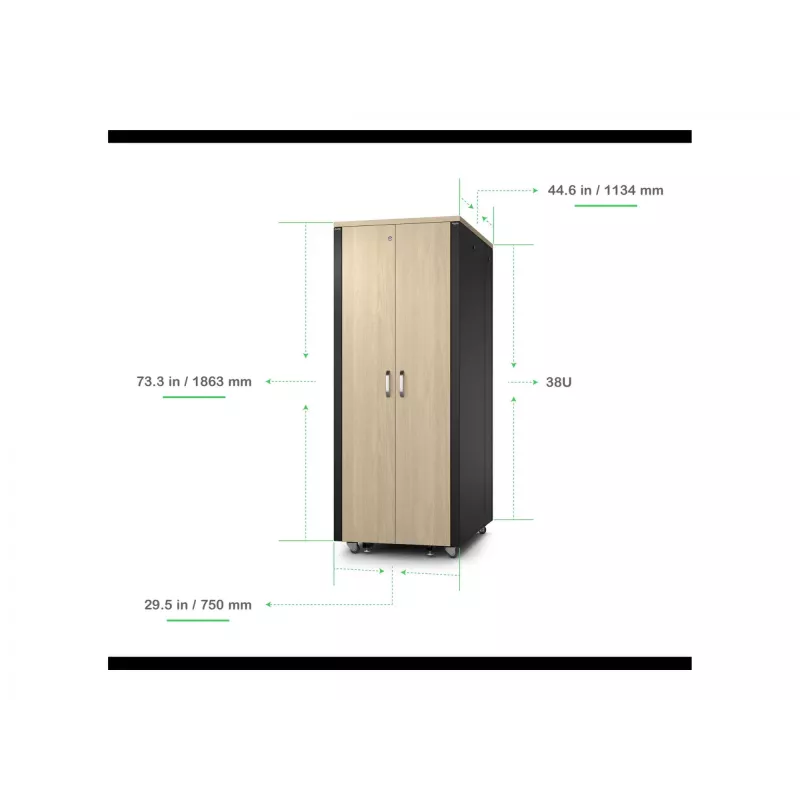 APC NetShelter - Kapp (horisontaalne) - helikindel - AC 230 V - vaher - 38U - 48,3 cm (19 tolli)
