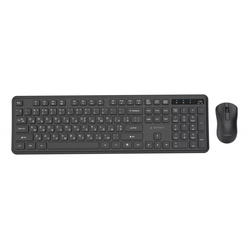 Gembird KBS-WPS-01-CYRL juhtmevaba klaviatuuri ja hiire komplekt, kirillitsa, must