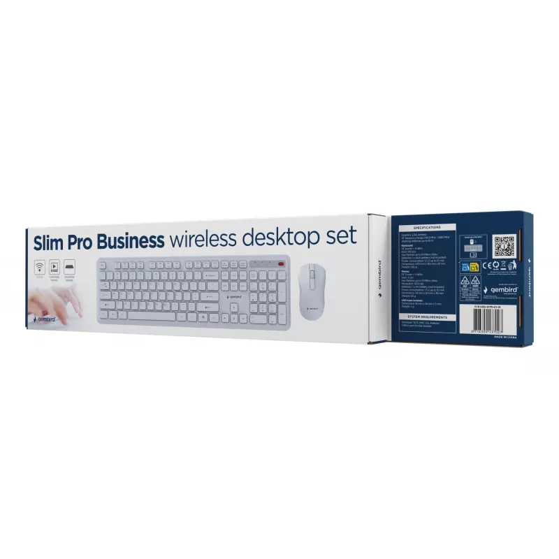 Klaviatuur + Hiir Wrl ENG/WH KBS-WPS-01-W Gembird