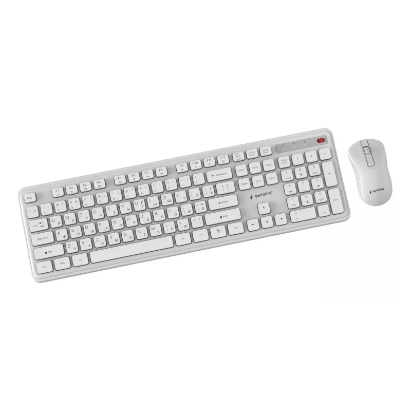 Gembird KBS-WPS-01-W-CYRL juhtmevaba klaviatuuri ja hiire komplekt, kirillitsa, valge
