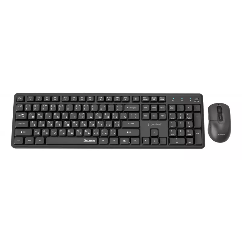 Gembird KBS-WMS-01-CYRL juhtmevaba klaviatuuri ja hiire komplekt, kirillitsa, must