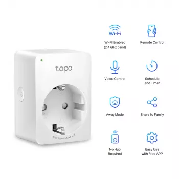 TP-Link Tapo Mini nutipistik, siseruumidesse, valge, kodu, polükarbonaat (PC), olek, CE, RoHS