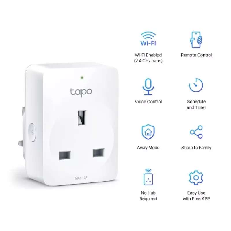 TP-Link Tapo Mini nutipistik, siseruumidesse, valge, kodu, polükarbonaat (PC), olek, CE, RoHS