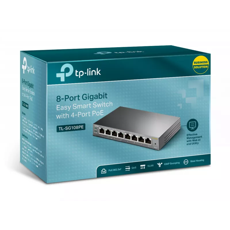 TP-Link 8-pordine Gigabit Easy Smart Switch 4-pordilise PoE-ga, hallatav, L2, Gigabit Ethernet (10/100/1000), toide üle Etherneti (PoE)
