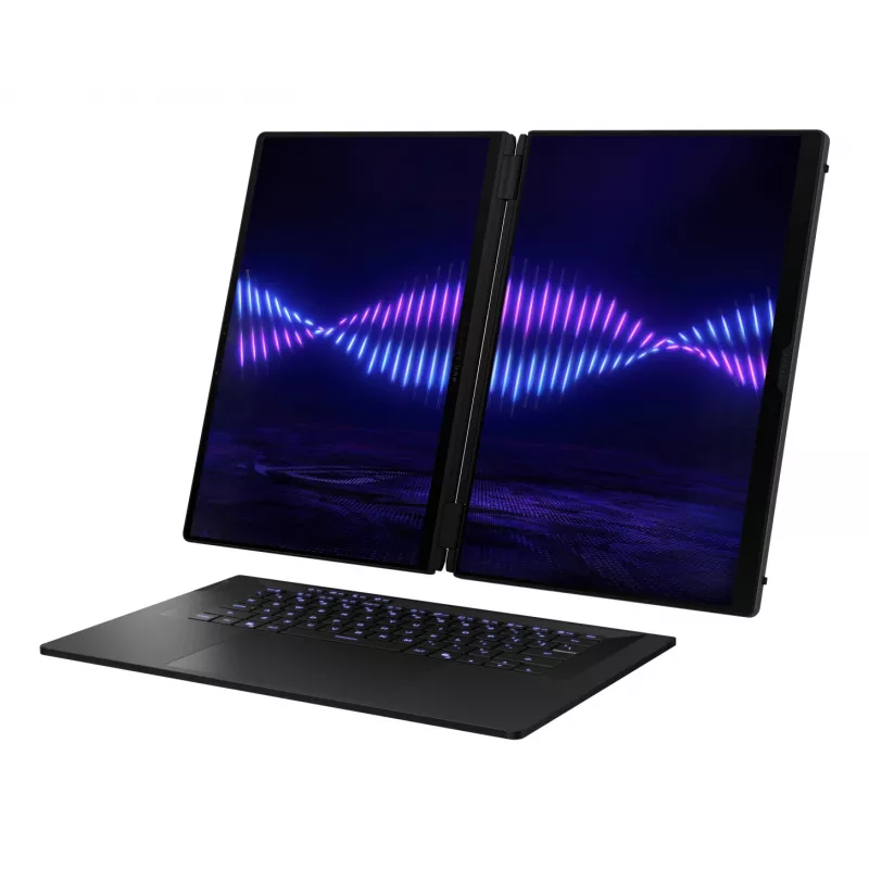 ASUS ROG Zephyrus Duo GX651AX-SR005X Intel Core Ultra 9 386H hübriid (2-ühes) 40,6 cm (16 tolli) puutetundlik WQXGA+ 64 GB LPDDR5x-SDRAM 2 TB SSD NVIDIA GeForce RTX 5090 Wi-Fi 7 (802.11be) Windows 11 Pro hall