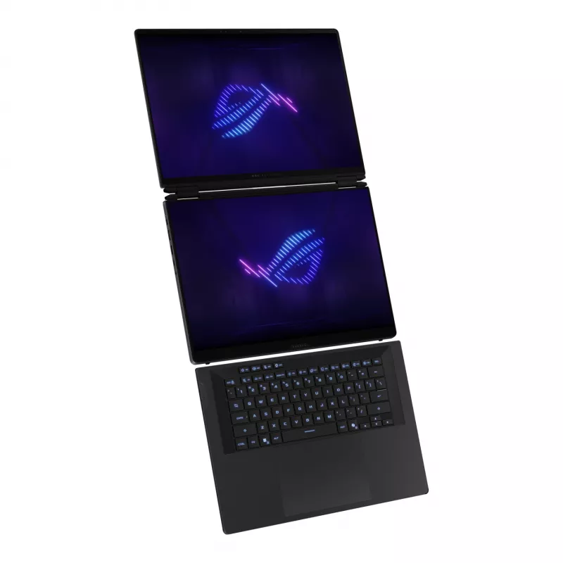 ASUS ROG Zephyrus Duo GX651AX-SR005X Intel Core Ultra 9 386H hübriid (2-ühes) 40,6 cm (16 tolli) puutetundlik WQXGA+ 64 GB LPDDR5x-SDRAM 2 TB SSD NVIDIA GeForce RTX 5090 Wi-Fi 7 (802.11be) Windows 11 Pro hall