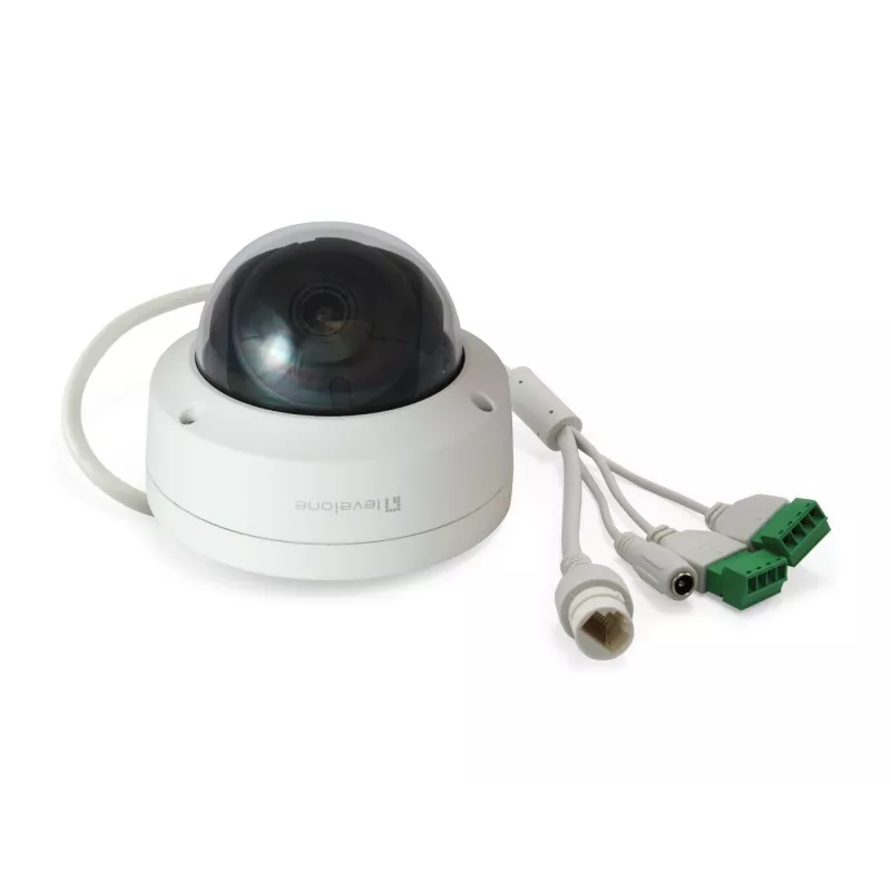 LevelOne GEMINI fikseeritud kupliga IP-võrgukaamera, 4-megapiksline, H.265, 802.3af PoE, IR LED-id, sise-/välistingimustesse